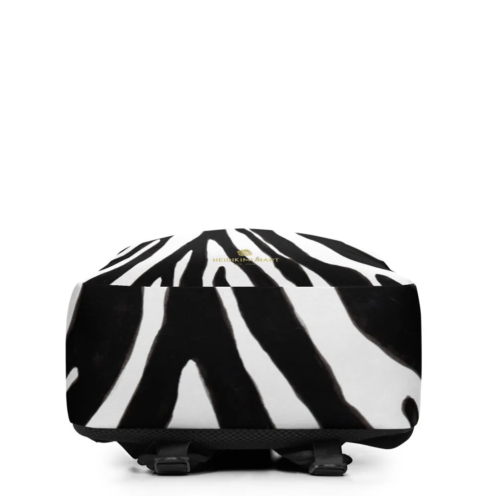 Modern Black White Zebra Animal Print Laptop Computer Tablet Minimalist Backpack- Made in EU