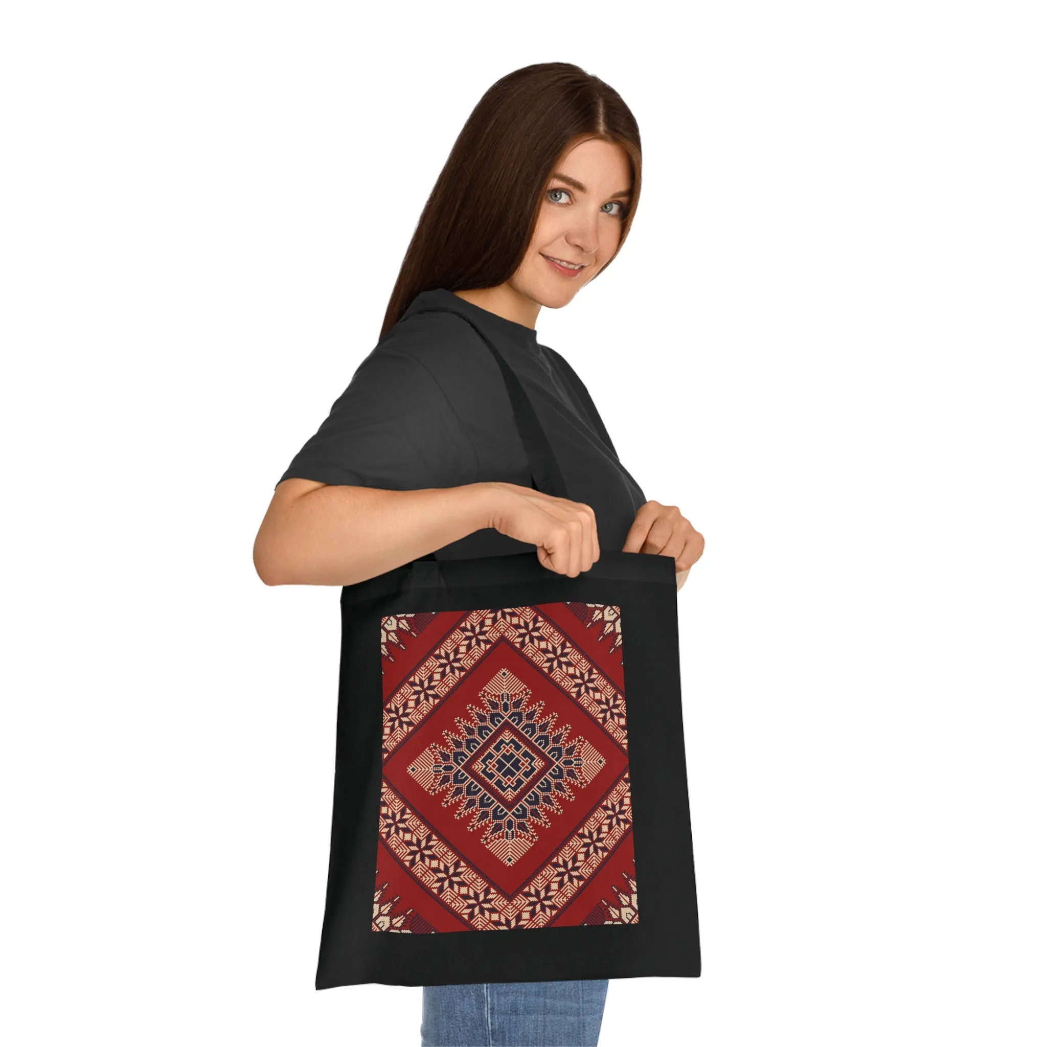 Palestine tatreez design tote bag