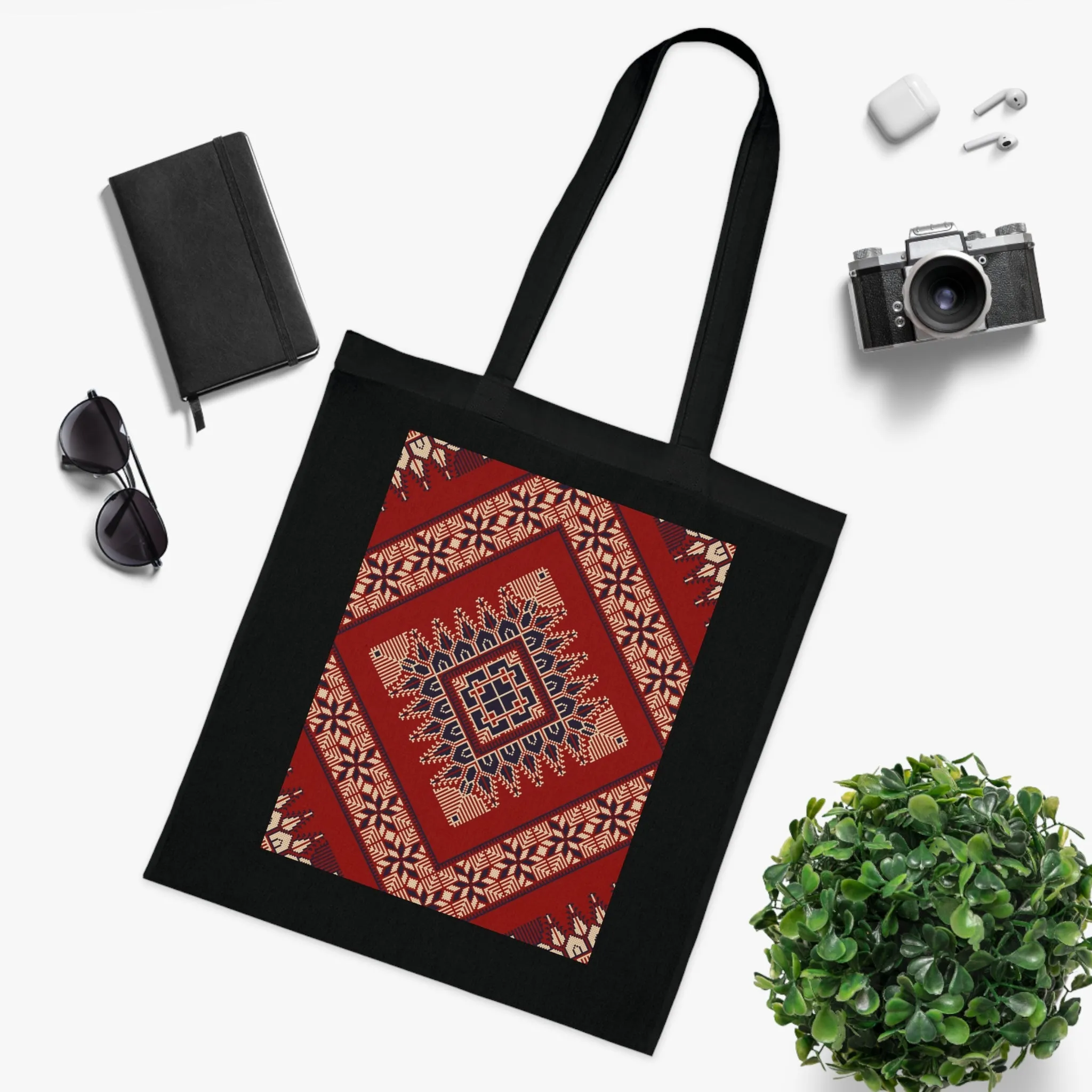 Palestine tatreez design tote bag