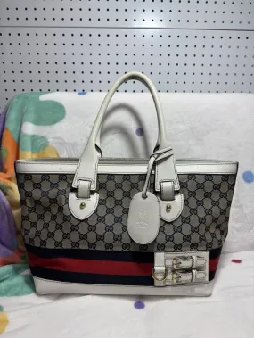 Preloved Gucci GG Supreme Tote Bag in Beige Canvas