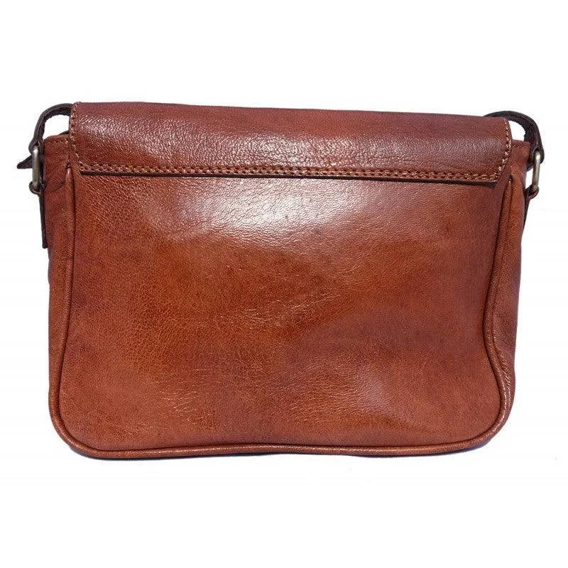 Premium Leather Square Saddle Bag - Tan