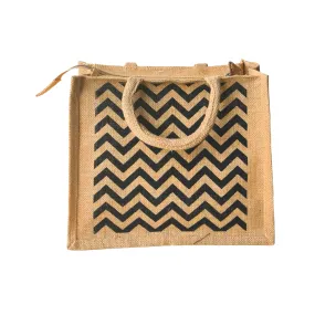 Printed Jute Regular Lunch Bag Chevron - Natural Body