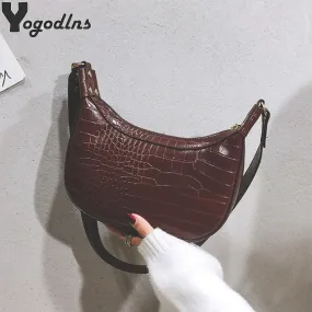 Retro Crocodile Pattern Crossbody Bags For Women 2021 Luxury Hobo Bags Women Bags Designer Saddle Bags Lady Purses And Handbags