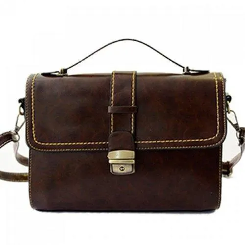 Retro Solid Color and Hasp Design Women's Tote Bag - Dun
