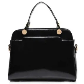 Retro Solid Color and PU Leather Design Women's Tote Bag - Black