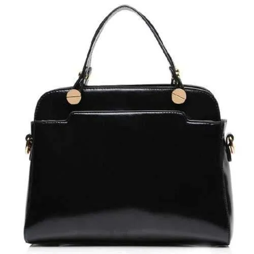 Retro Solid Color and PU Leather Design Women's Tote Bag - Black