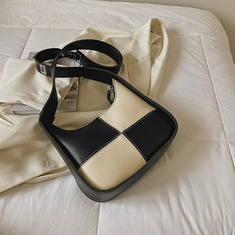 Small Stitching color PU Leather Crossbody Bags for Women 2021 Women's Winter Branded Trending Shoulder Handbags and Purses