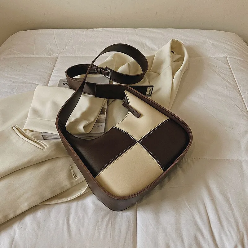 Small Stitching color PU Leather Crossbody Bags for Women 2021 Women's Winter Branded Trending Shoulder Handbags and Purses