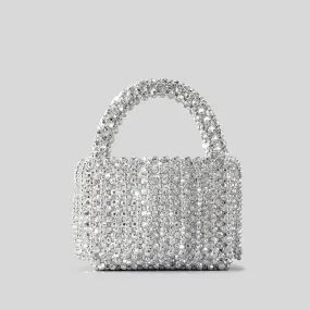 Sparkling Silver Bucket Tassel Handbag Handmade Chic - 2 Sizes