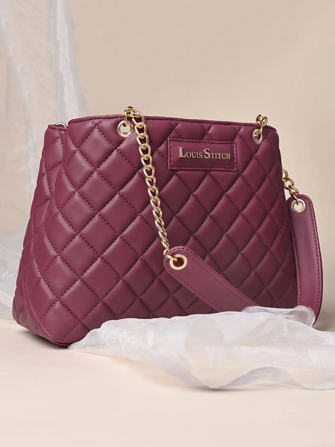 Stylish Cherry Red Multi Pocket Ladies Satchel Handbag