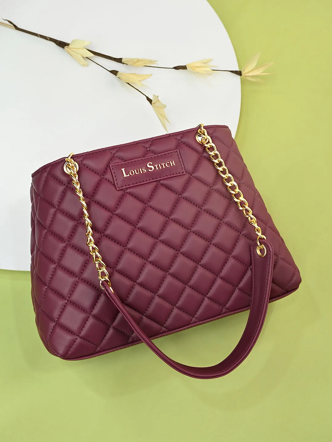 Stylish Cherry Red Multi Pocket Ladies Satchel Handbag