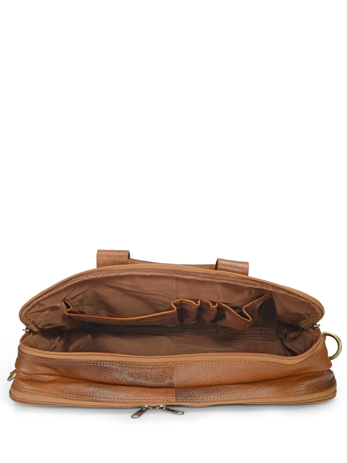 Teakwood Genuine Men Tan Brown Leather Laptop Bag