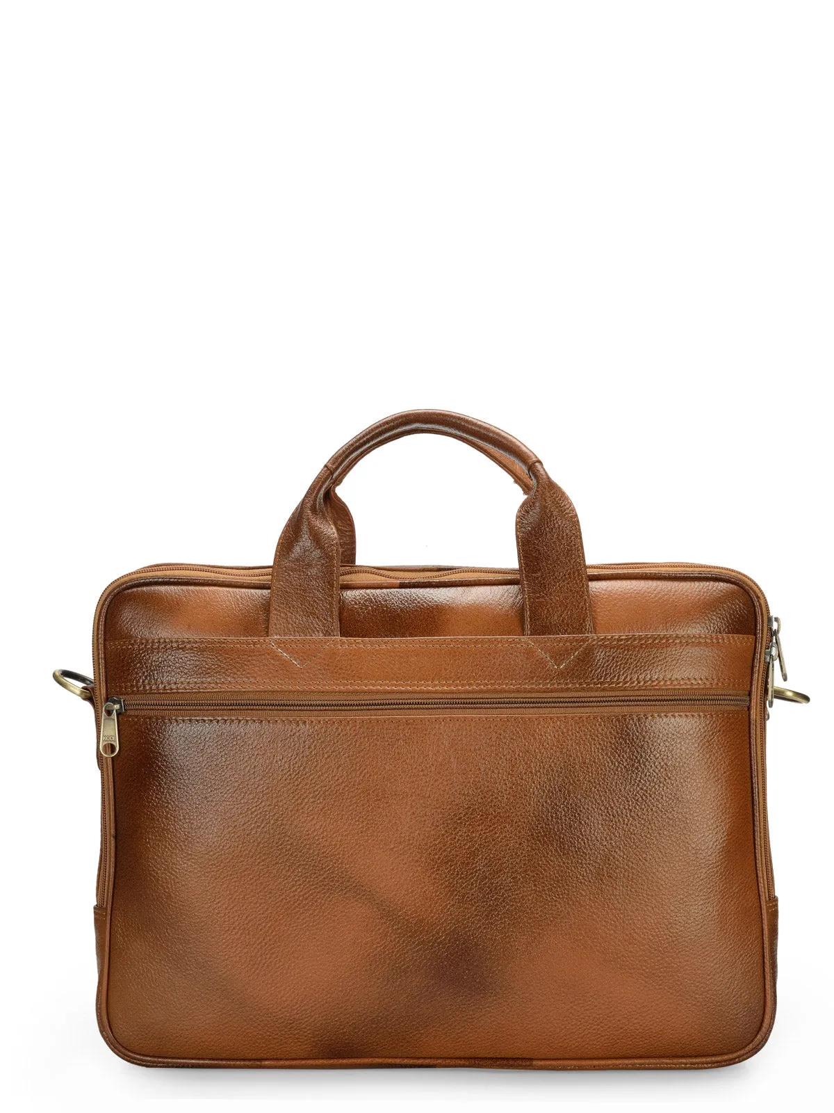Teakwood Genuine Men Tan Brown Leather Laptop Bag