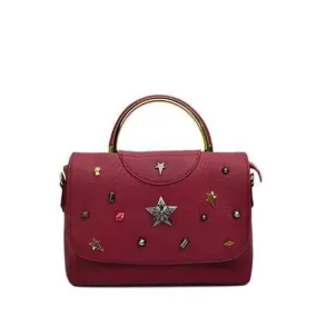 Trendy Cover and Star Design Tote Bag For Women - Red