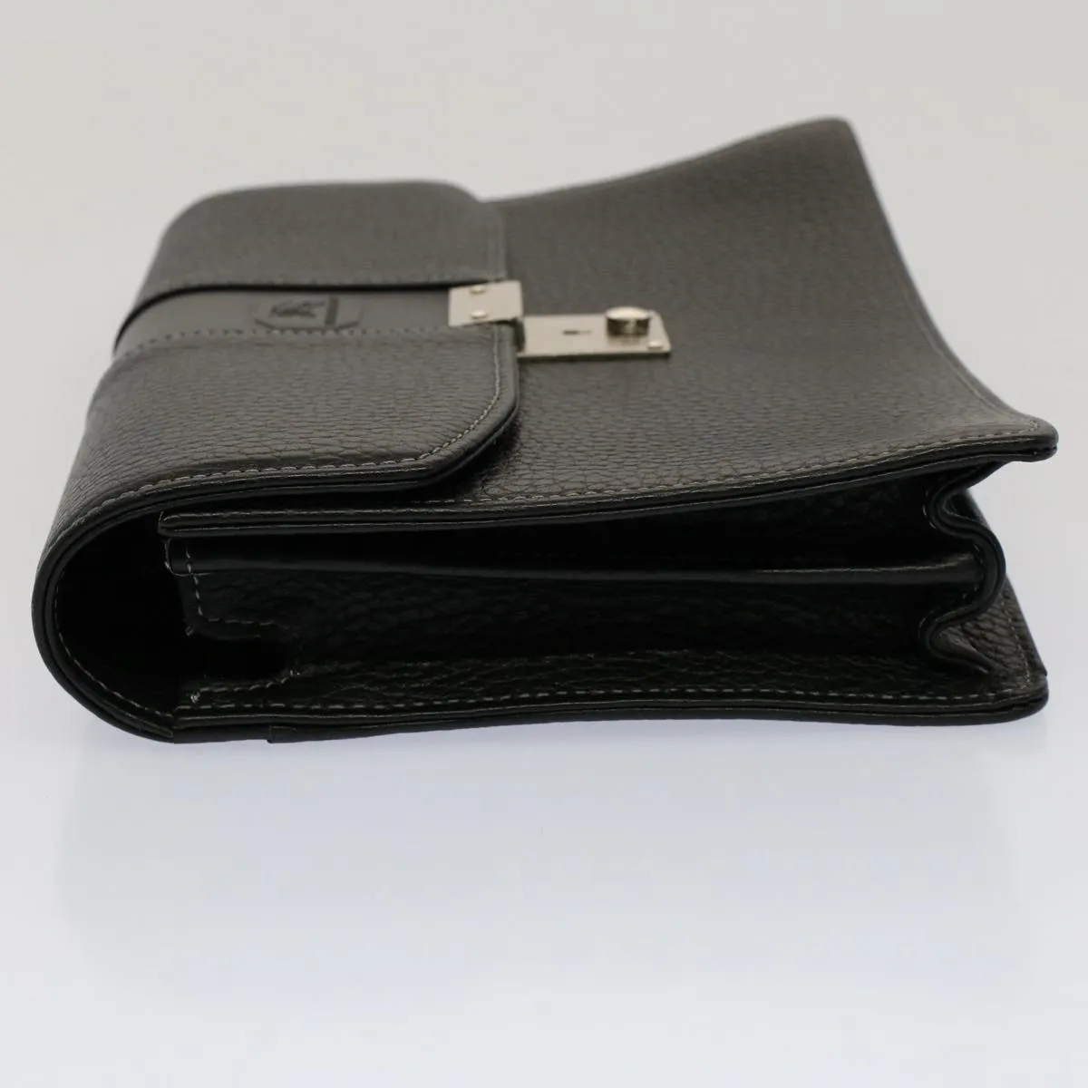 Trendy Inspired Burberry Clutch Bag Leather Black Auth Ep1686