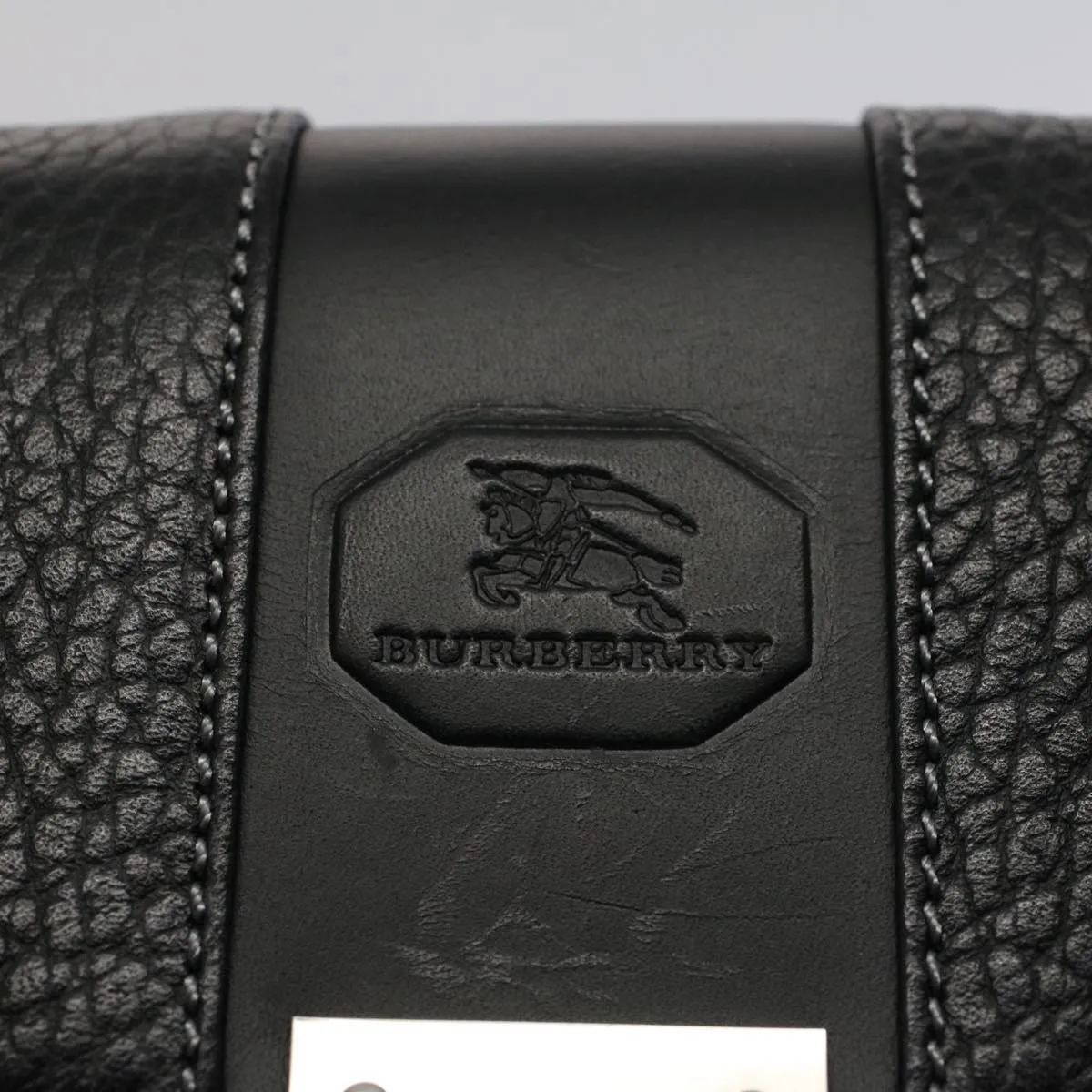 Trendy Inspired Burberry Clutch Bag Leather Black Auth Ep1686