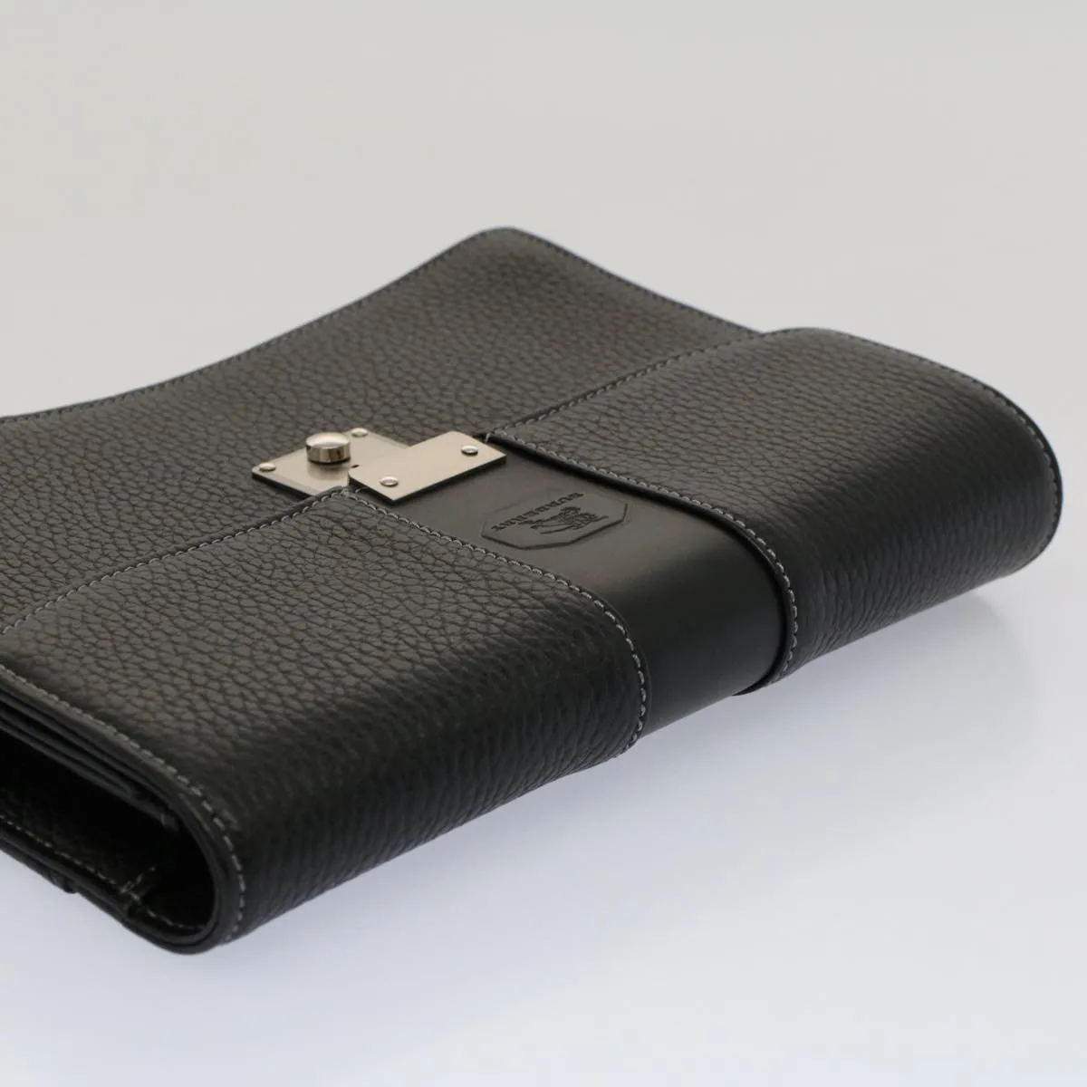 Trendy Inspired Burberry Clutch Bag Leather Black Auth Ep1686