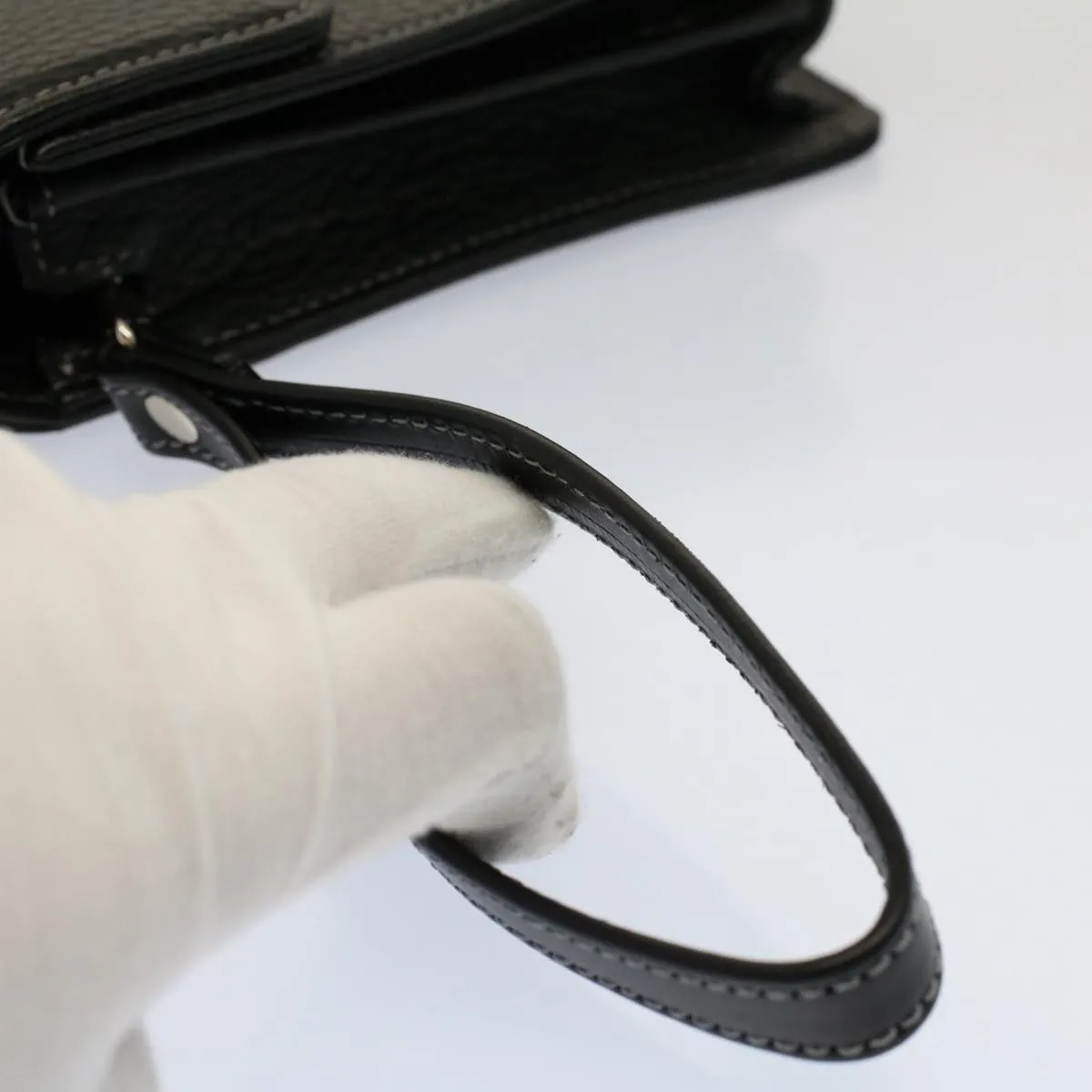Trendy Inspired Burberry Clutch Bag Leather Black Auth Ep1686