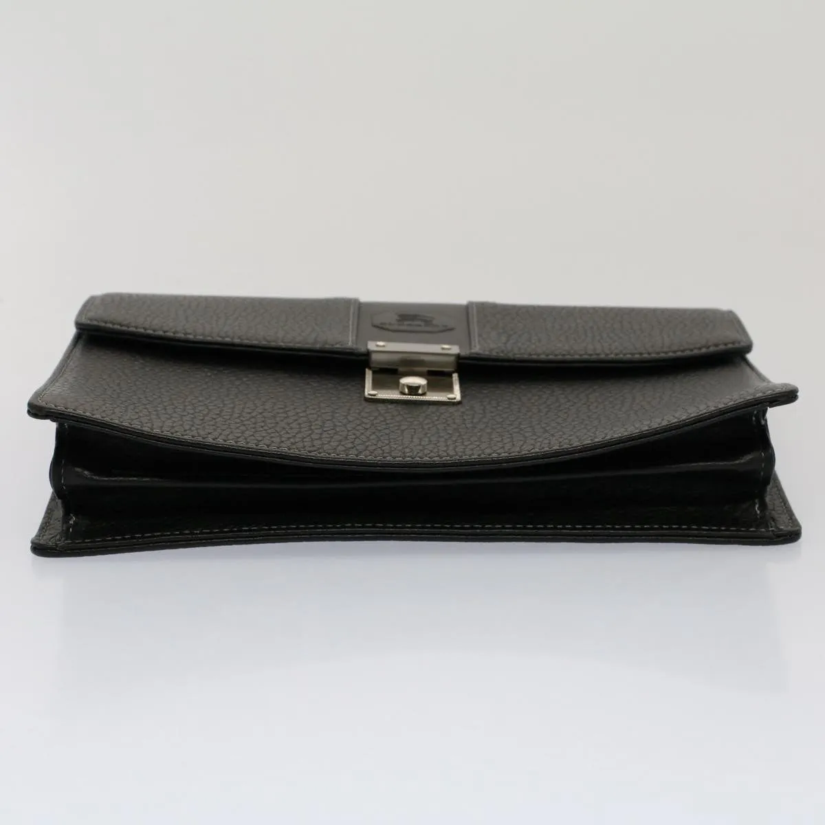 Trendy Inspired Burberry Clutch Bag Leather Black Auth Ep1686