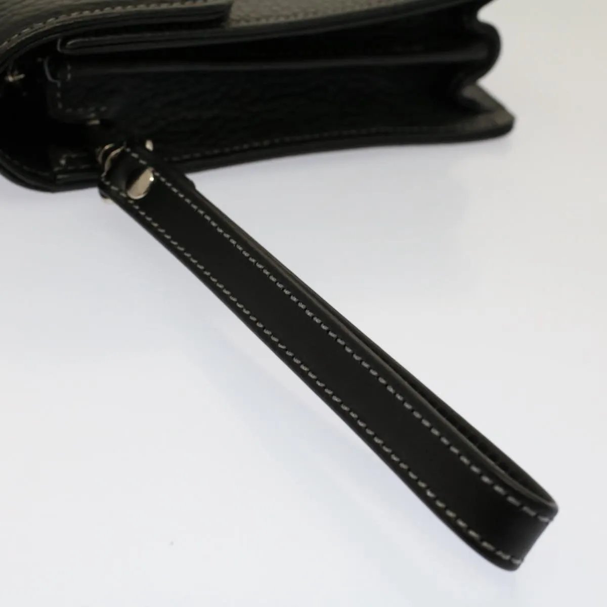 Trendy Inspired Burberry Clutch Bag Leather Black Auth Ep1686