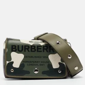 Trendy Inspired Burberry Green/beige Camo Print Coated Canvas And Leather Hackberry Crossbody Bag