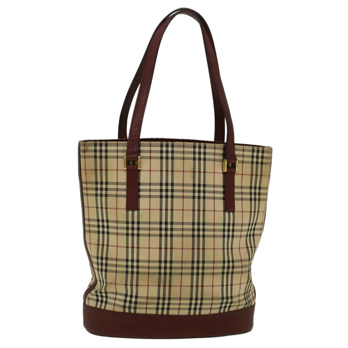 Trendy Inspired Burberry Nova Check Tote Bag Canvas Beige Auth 59255