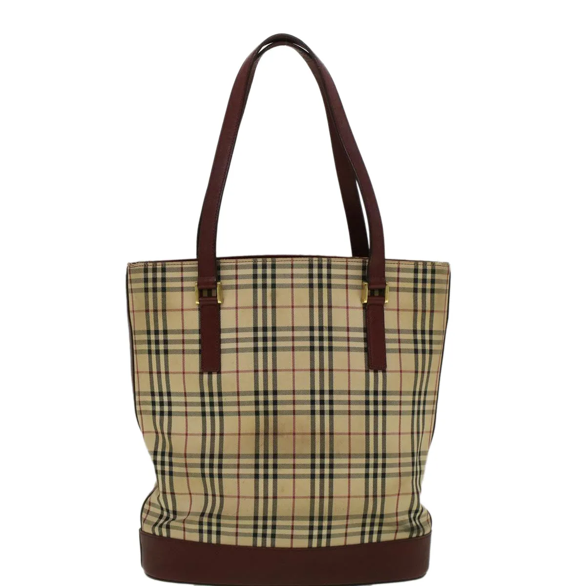 Trendy Inspired Burberry Nova Check Tote Bag Canvas Beige Auth 59255