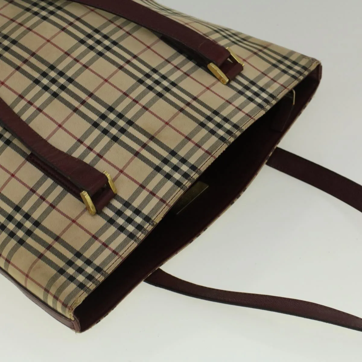 Trendy Inspired Burberry Nova Check Tote Bag Canvas Beige Auth 59255