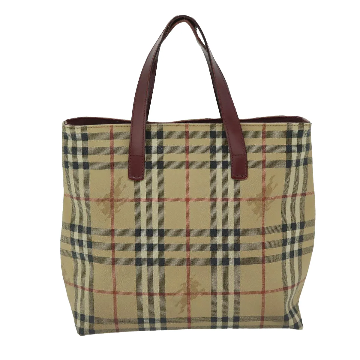 Trendy Inspired Burberry Nova Check Tote Bag Pvc Beige Auth 67654