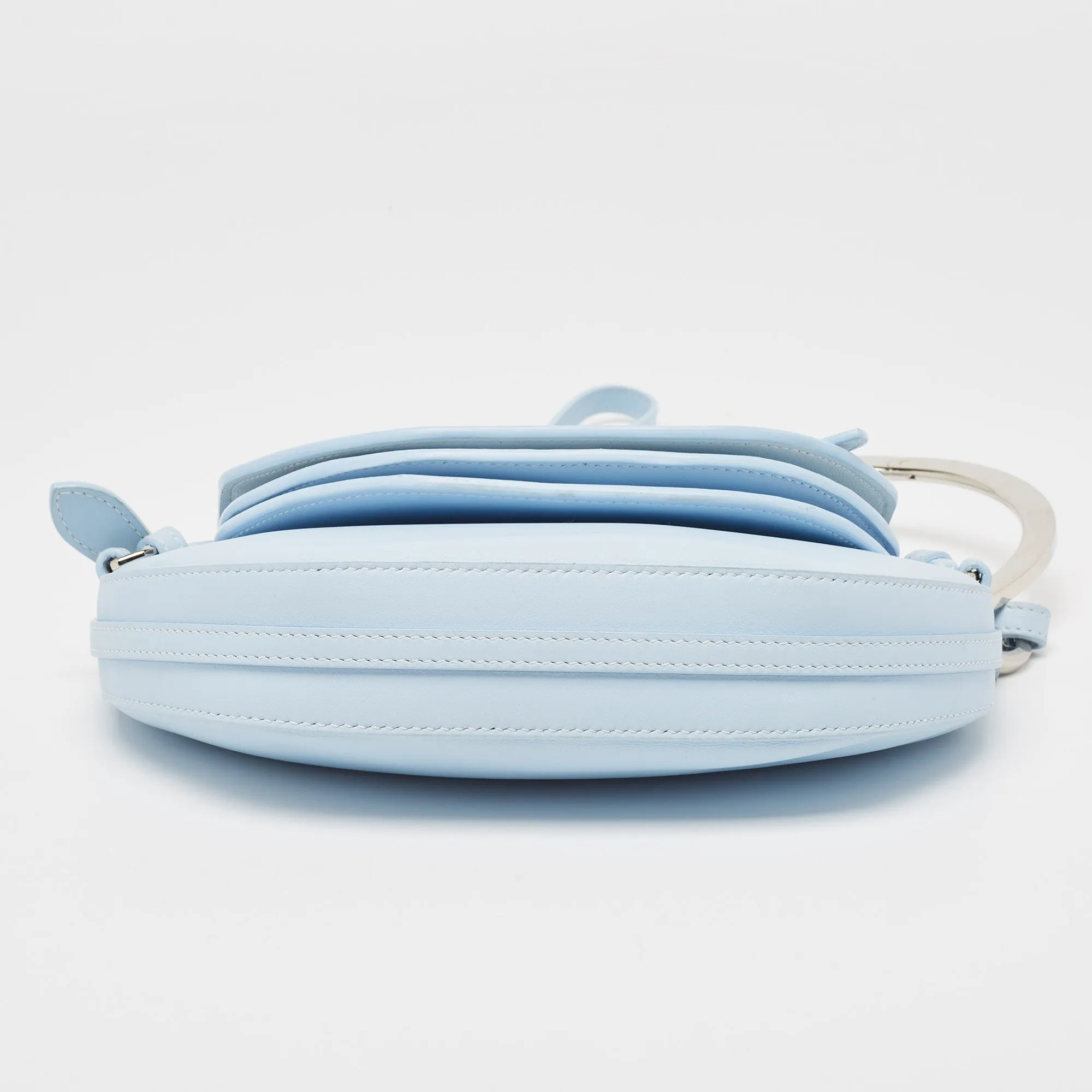 Trendy Inspired Burberry Pale Blue Leather Mini Double Olympia Clutch