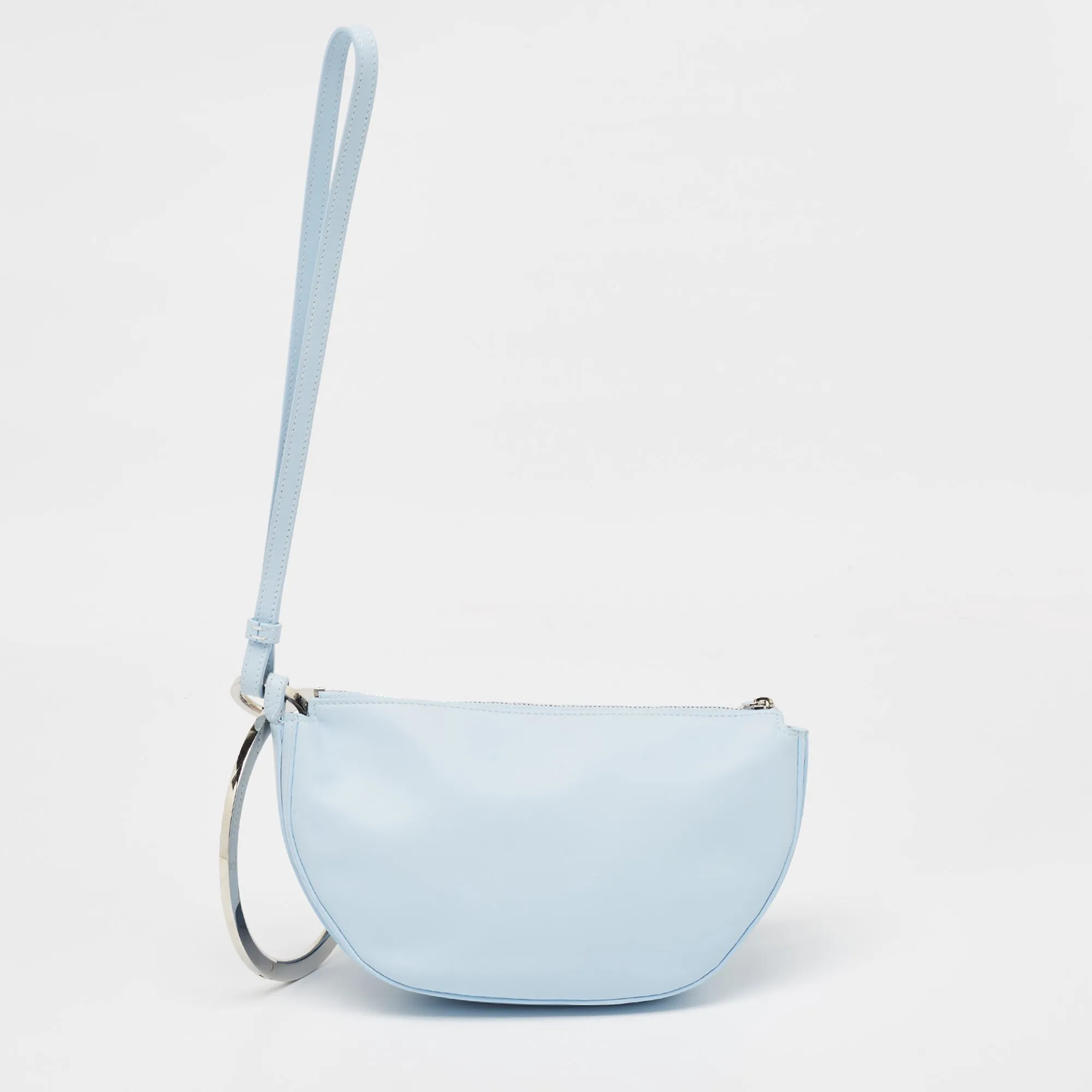 Trendy Inspired Burberry Pale Blue Leather Mini Double Olympia Clutch