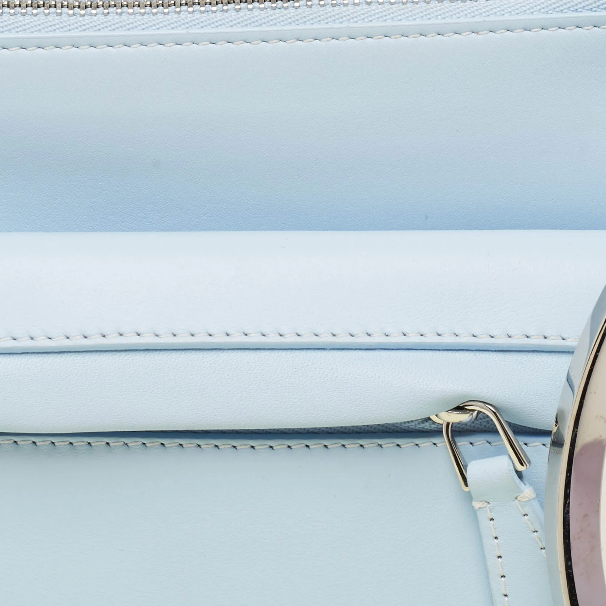 Trendy Inspired Burberry Pale Blue Leather Mini Double Olympia Clutch