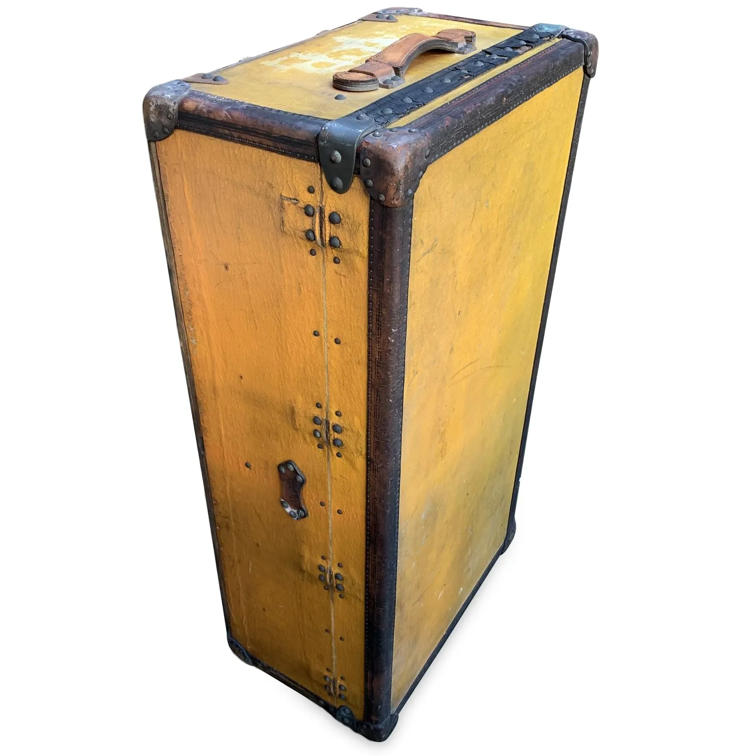 Trendy Inspired Louis Vuitton Antique Orange Yellow Vuittonite Cabin Steamer Trunk