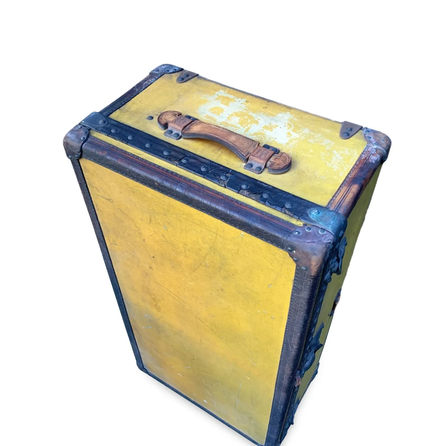 Trendy Inspired Louis Vuitton Antique Orange Yellow Vuittonite Cabin Steamer Trunk