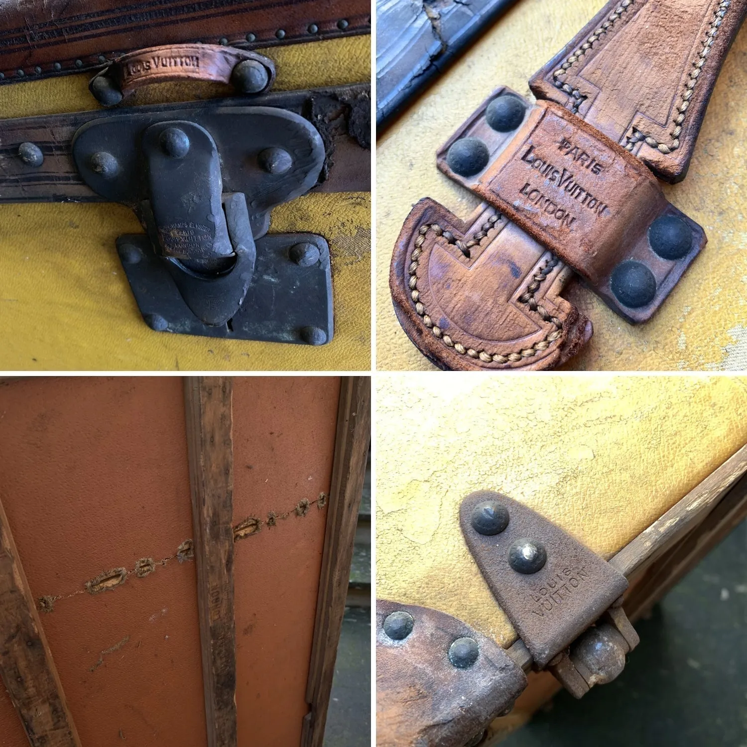 Trendy Inspired Louis Vuitton Antique Orange Yellow Vuittonite Cabin Steamer Trunk