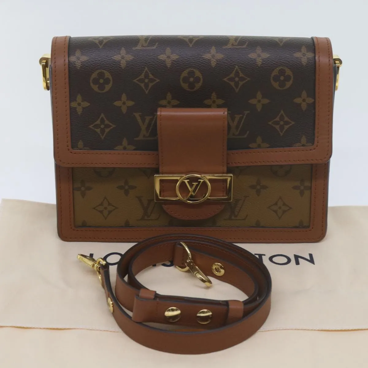 Trendy Inspired Louis Vuitton Monogram Reverse Dauphine Mm Shoulder Bag M44391 Lv Auth 60072a