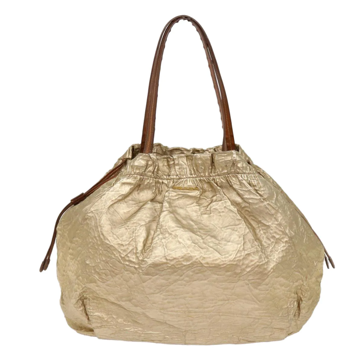 Trendy Inspired Prada Tote Bag Nylon Gold Auth 69359