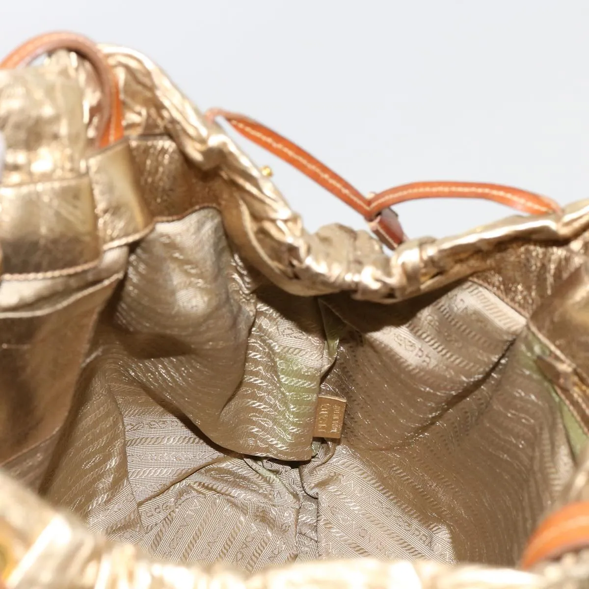 Trendy Inspired Prada Tote Bag Nylon Gold Auth 69359