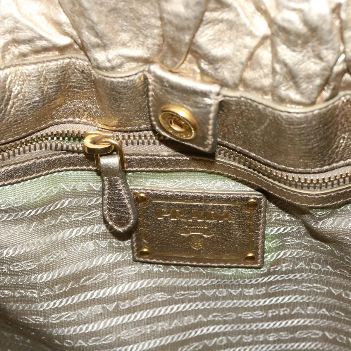 Trendy Inspired Prada Tote Bag Nylon Gold Auth 69359