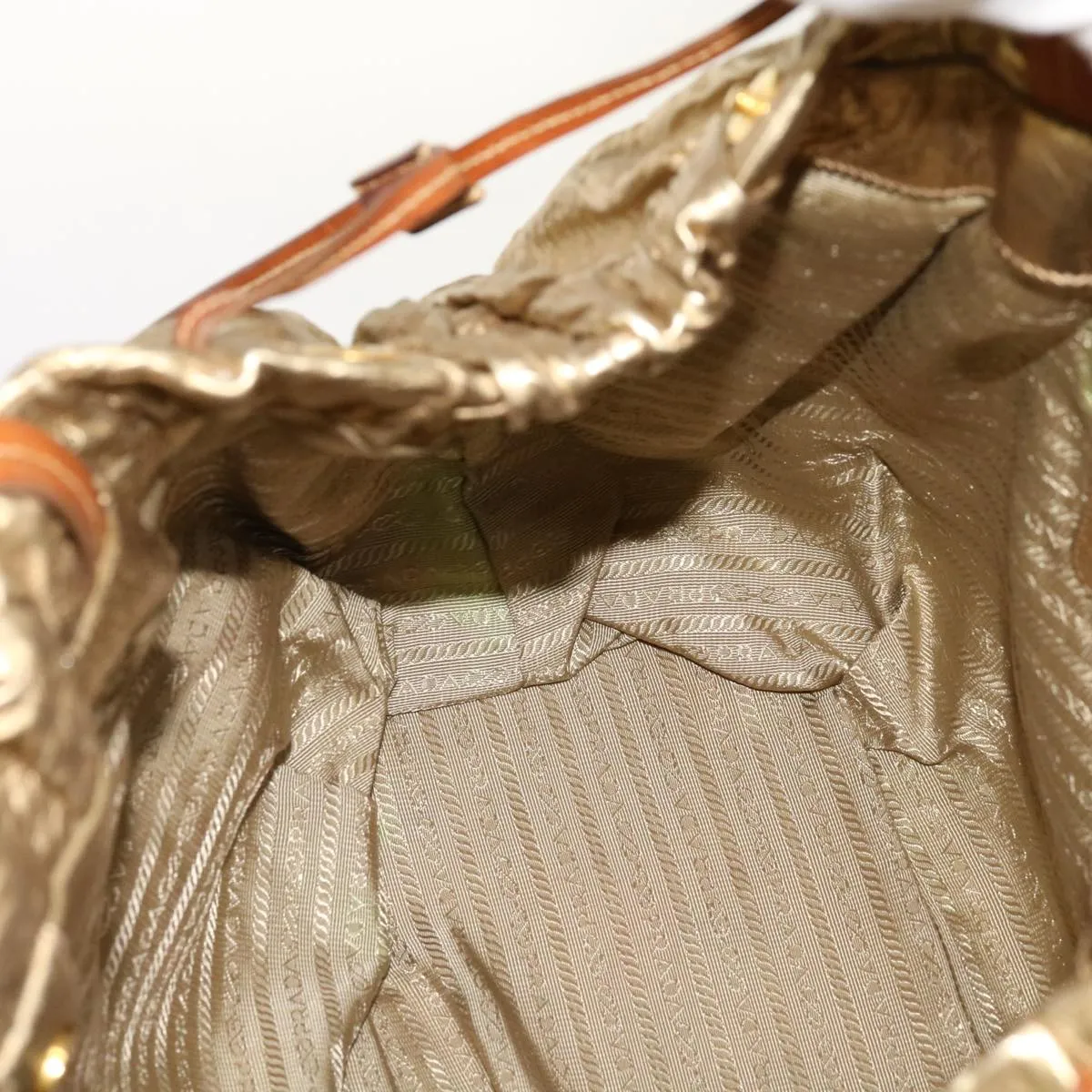 Trendy Inspired Prada Tote Bag Nylon Gold Auth 69359