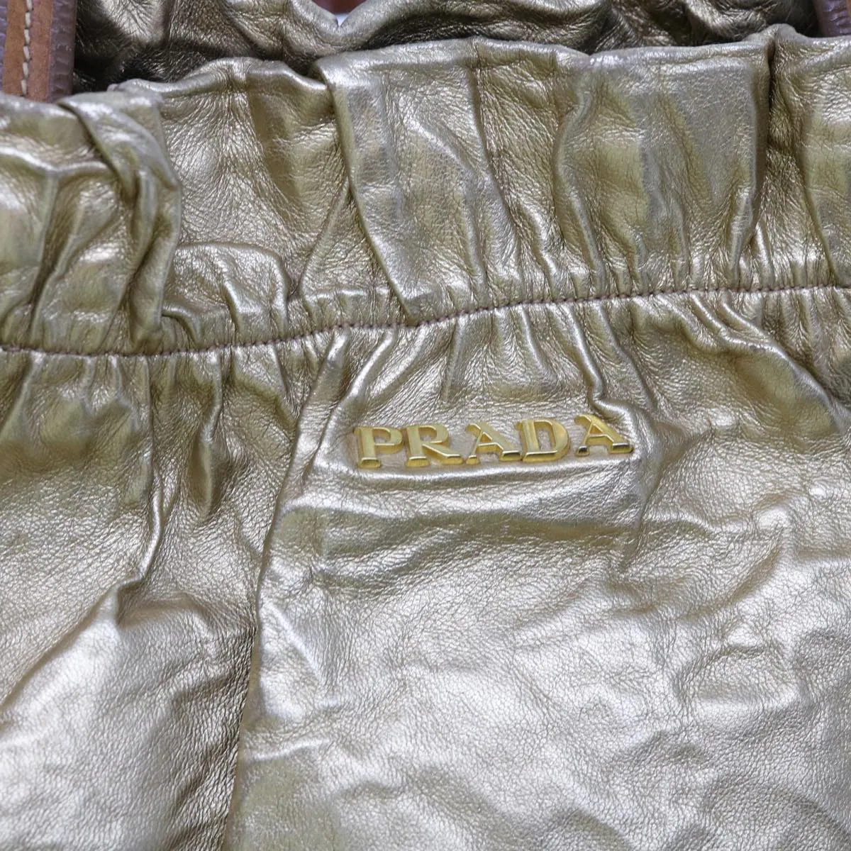 Trendy Inspired Prada Tote Bag Nylon Gold Auth 69359