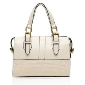 Trendy Splice and Crocodile Print Design Women's Tote Bag - White