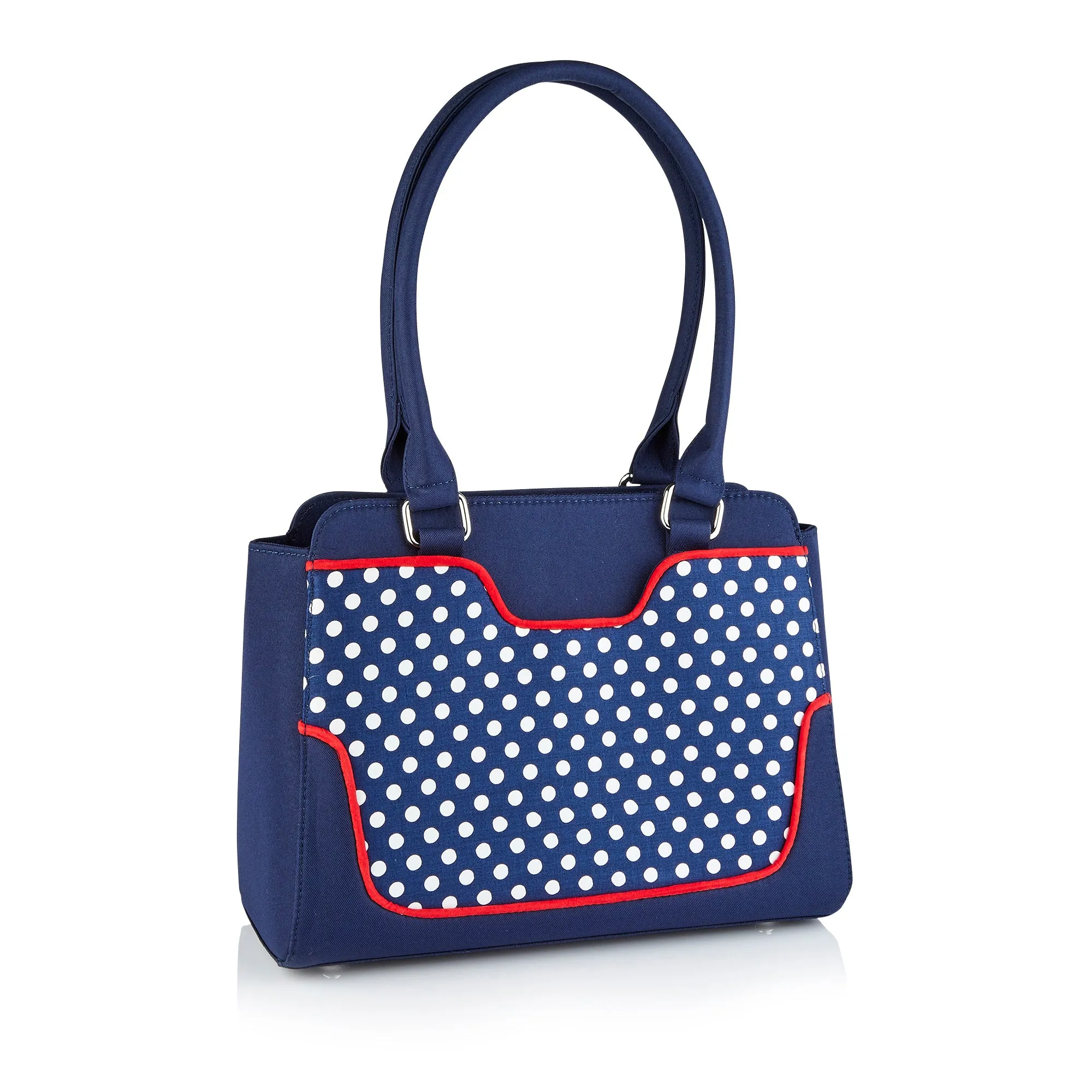 Tunis Navy Spot Large Bag (Matches Aisha Booties) by Ruby Shoo