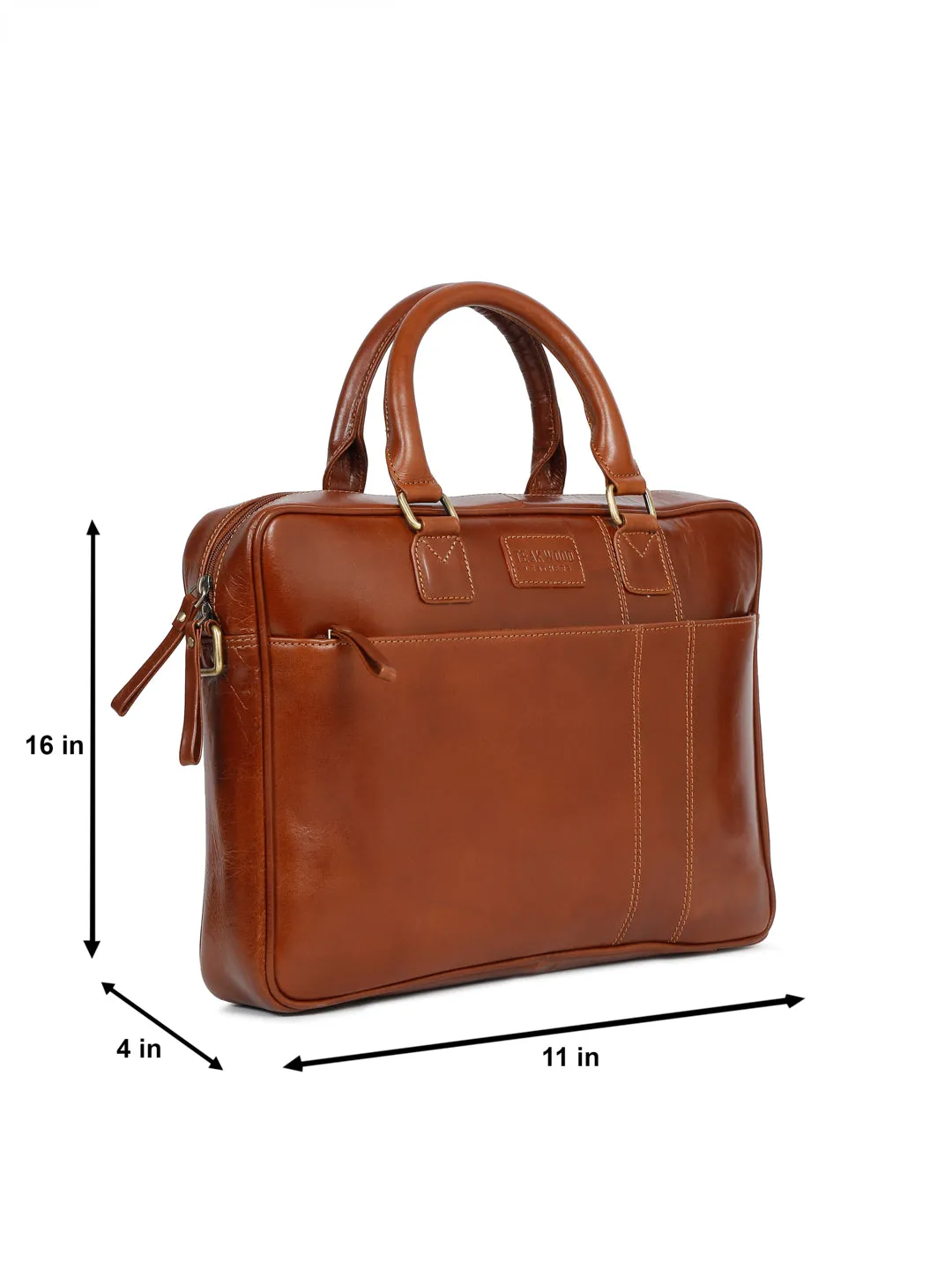 Unisex Tan Solid Leather Bag