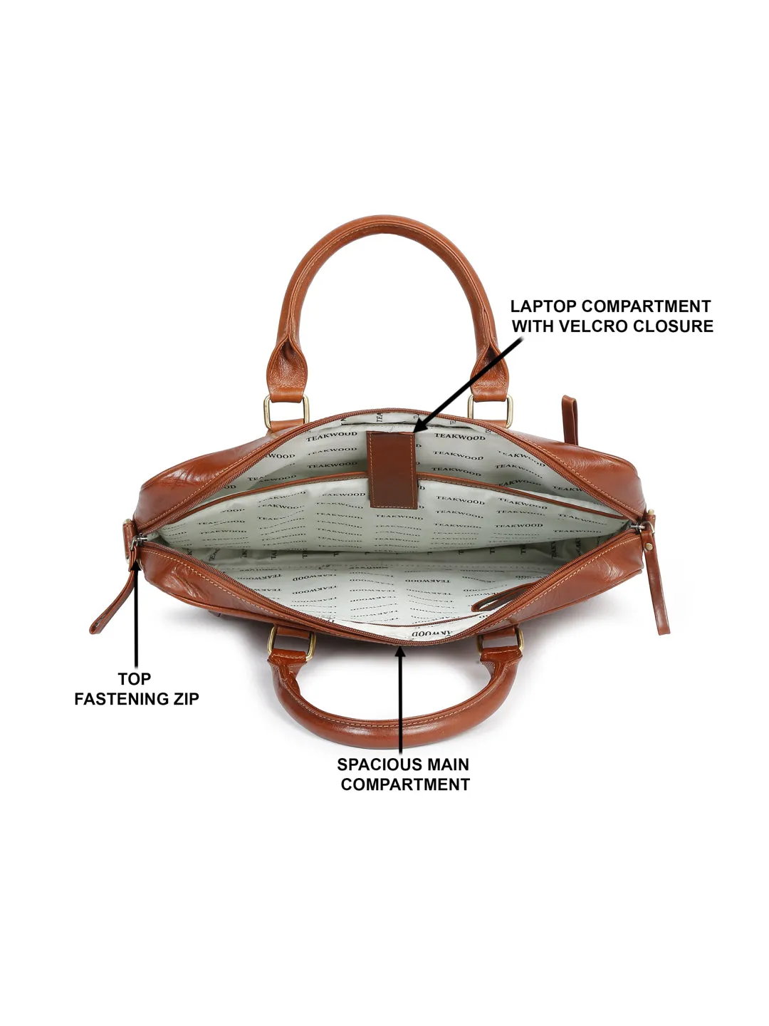 Unisex Tan Solid Leather Bag