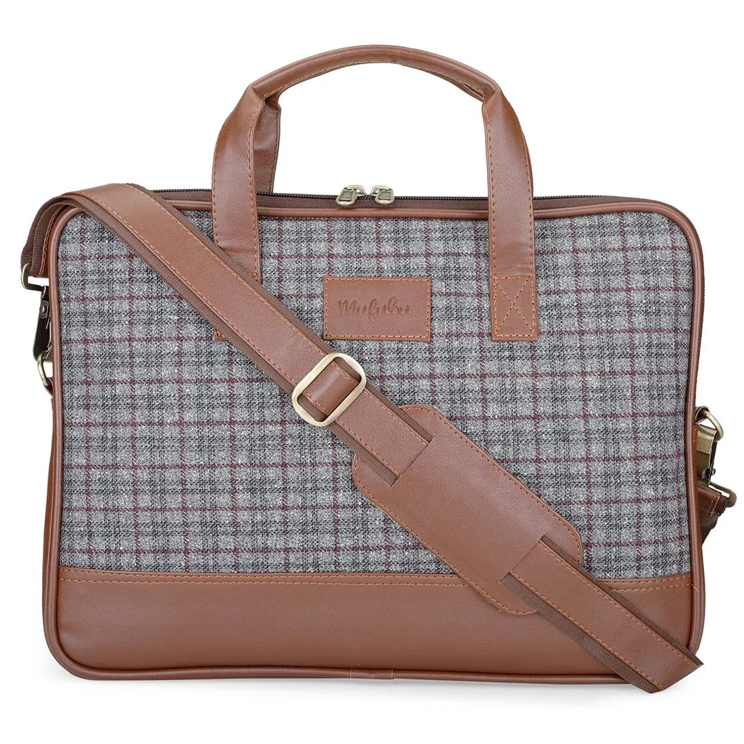 Vegan & Tweed 15.6 Inch Laptop Messenger Bag with Pouch - English Blues