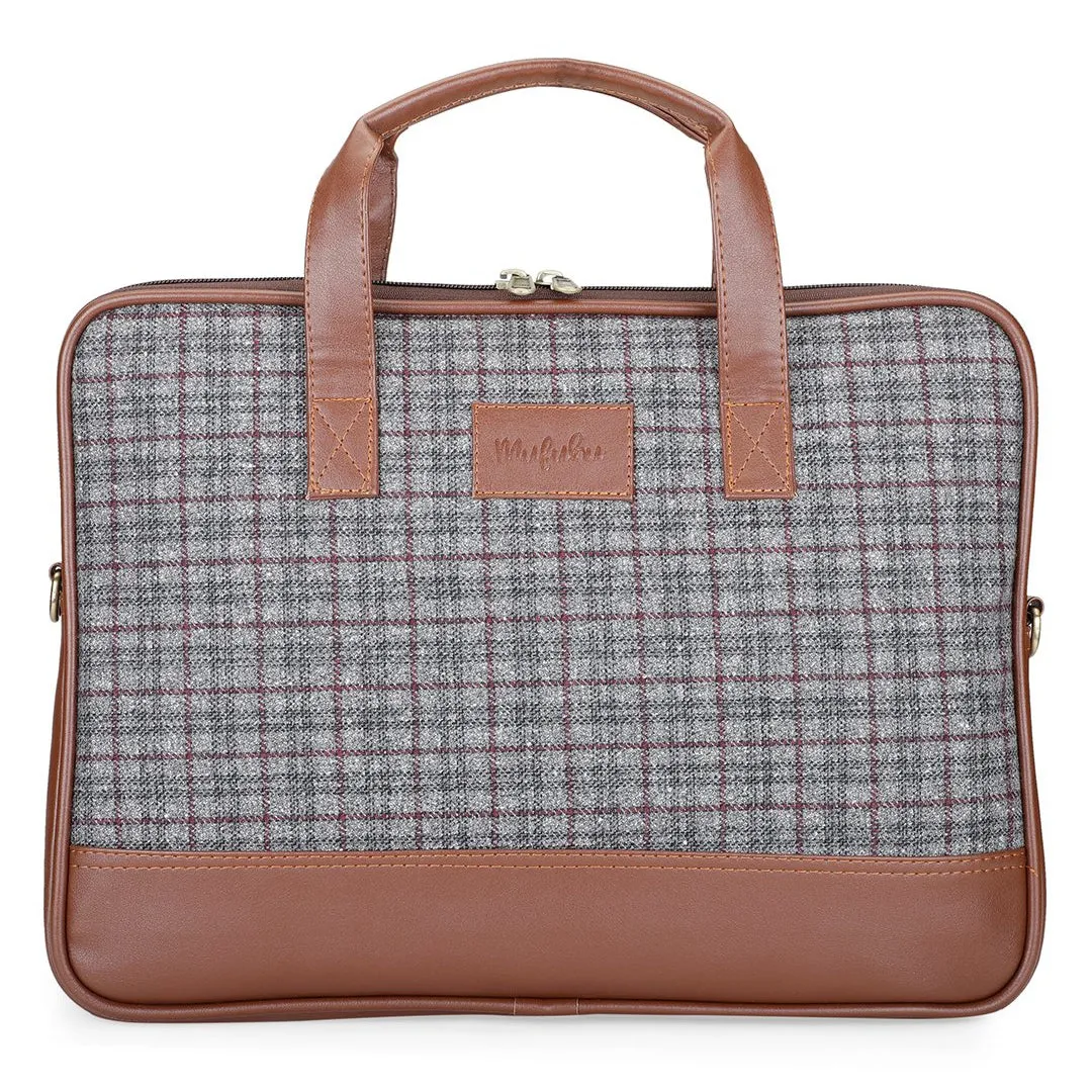 Vegan & Tweed 15.6 Inch Laptop Messenger Bag with Pouch - English Blues