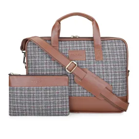 Vegan & Tweed 15.6 Inch Laptop Messenger Bag with Pouch - English Blues