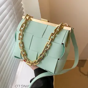 Vintage Weave Tote Bags Chain Crossbody Bag 2021 Fashion New High Quality PU Leather Women Designer Handbag Travel Shoulder Bag