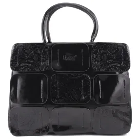Women “DAVINA” Top Handle Satchel Style Block Textured Bag